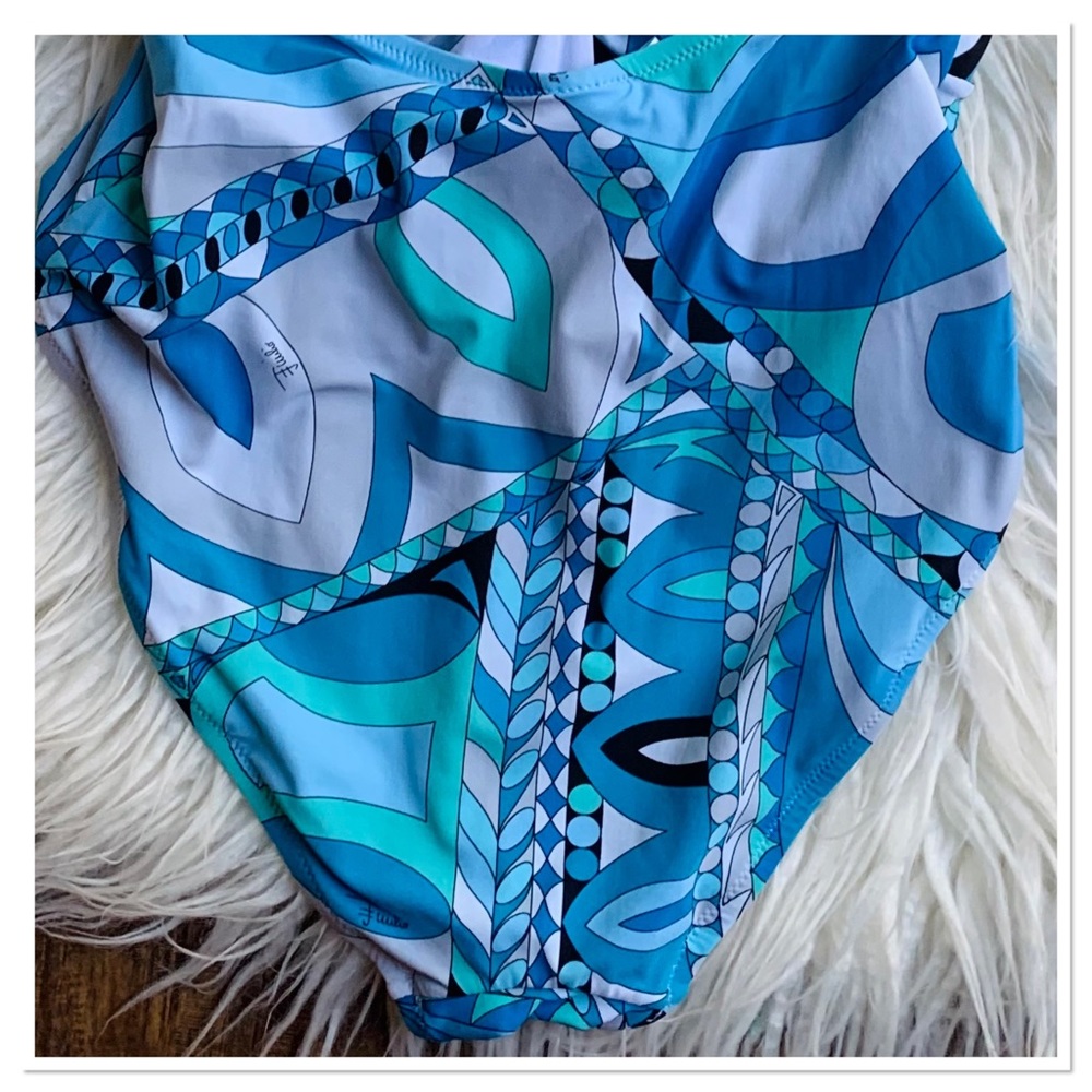 Emilio Pucci Blue Patterned One Piece Swimsuit - Picture 5 of 9